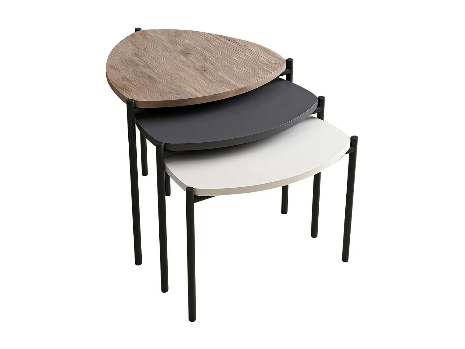 Petite table gigogne moderne 3 couleurs (lot de 3) JENA