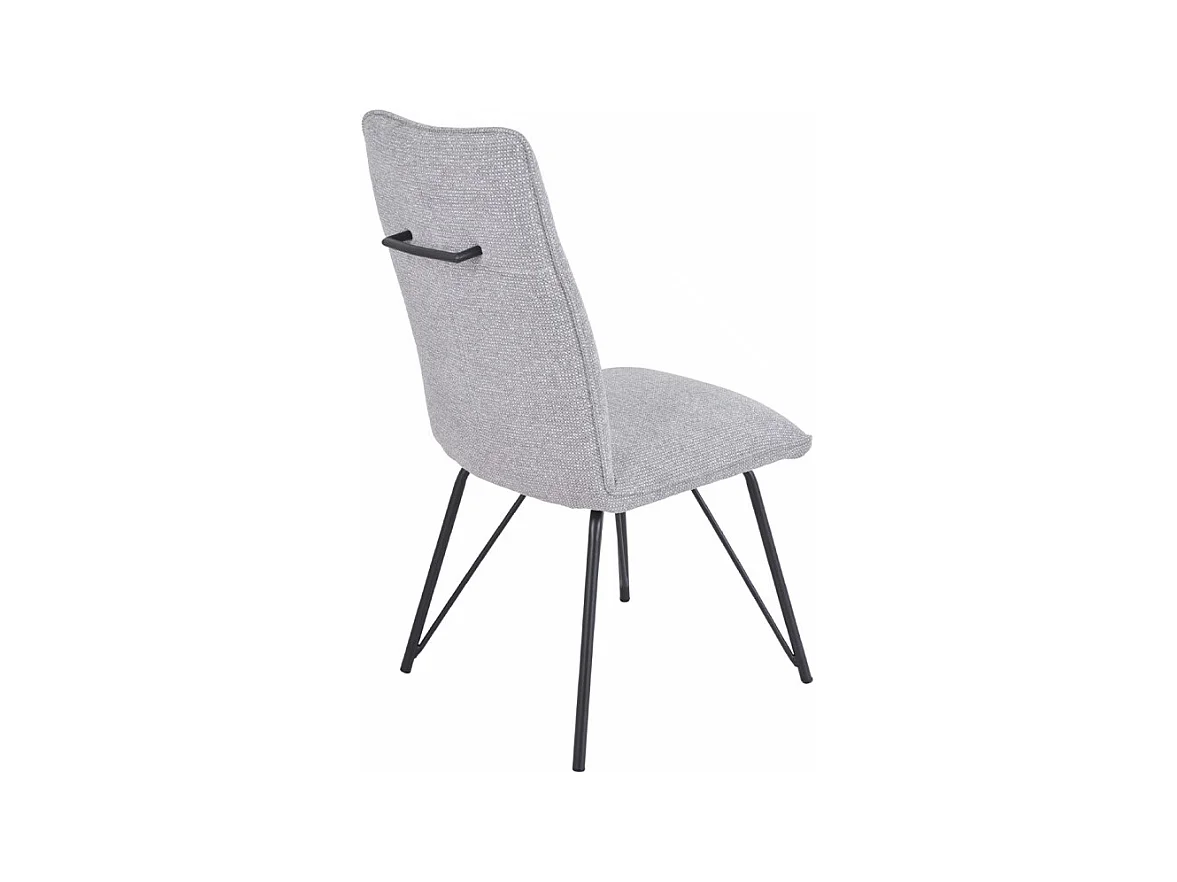 Lot 2 chaises en tissu doux gris avec pieds en métal noir - LUCAS