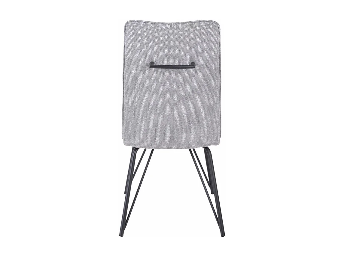 Lot 2 chaises en tissu doux gris avec pieds en métal noir - LUCAS