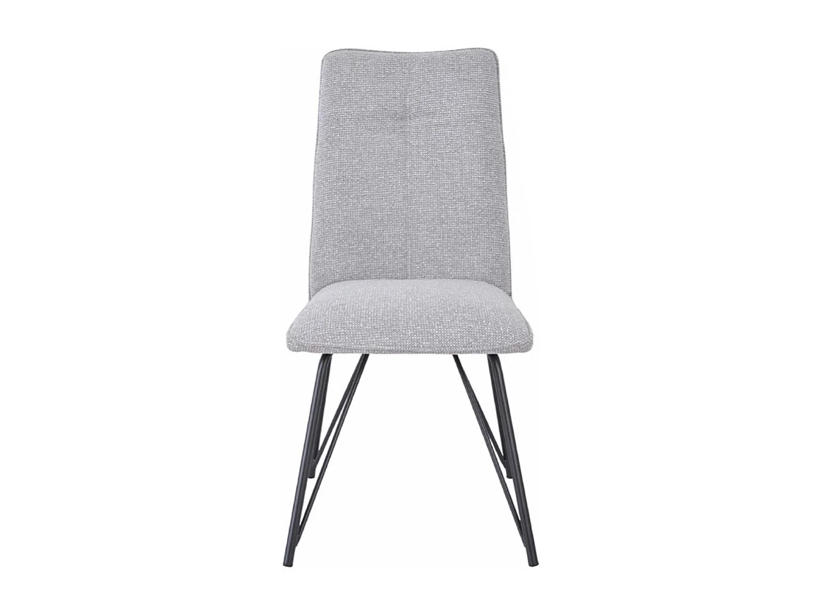 Lot 2 chaises en tissu doux gris avec pieds en métal noir - LUCAS