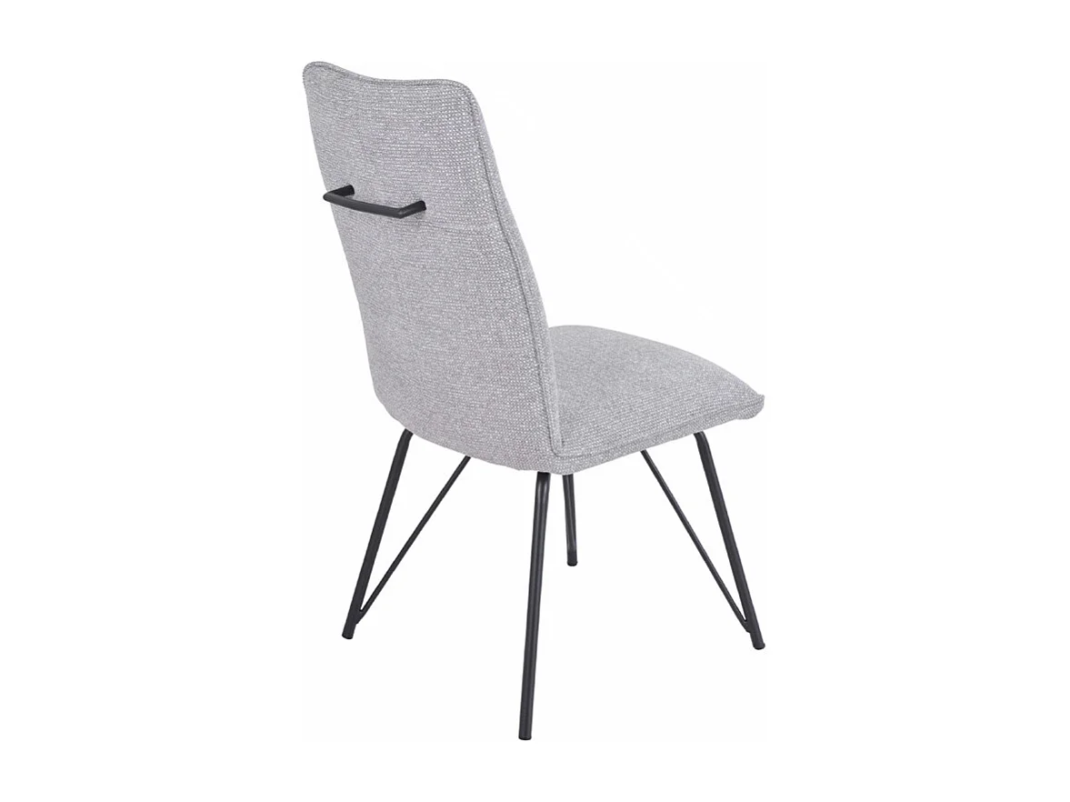 Lot 2 chaises en tissu doux gris avec pieds en métal noir - LUCAS