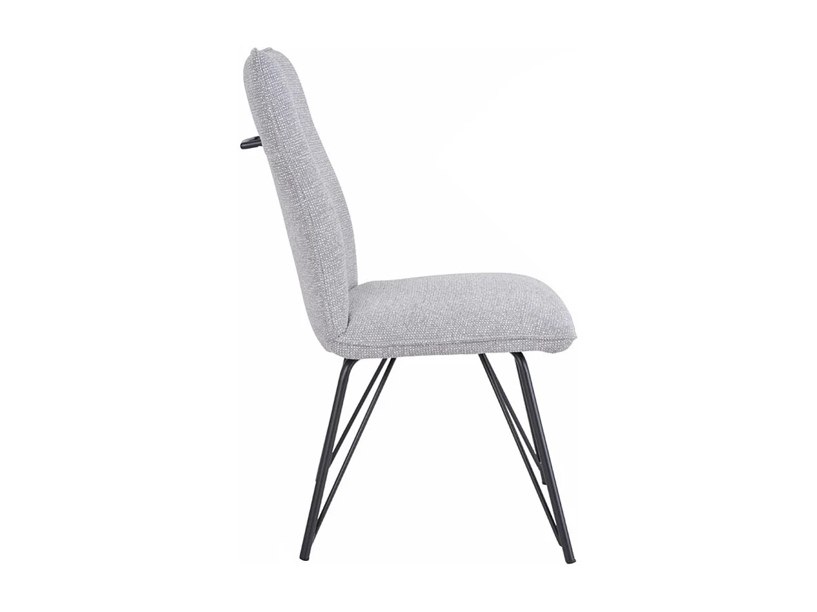 Lot 2 chaises en tissu doux gris avec pieds en métal noir - LUCAS