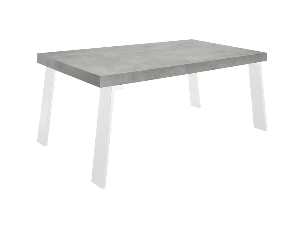 Table de salle à manger SPRING – L168 x H88 x l78 cm – Effet béton et métal blanc