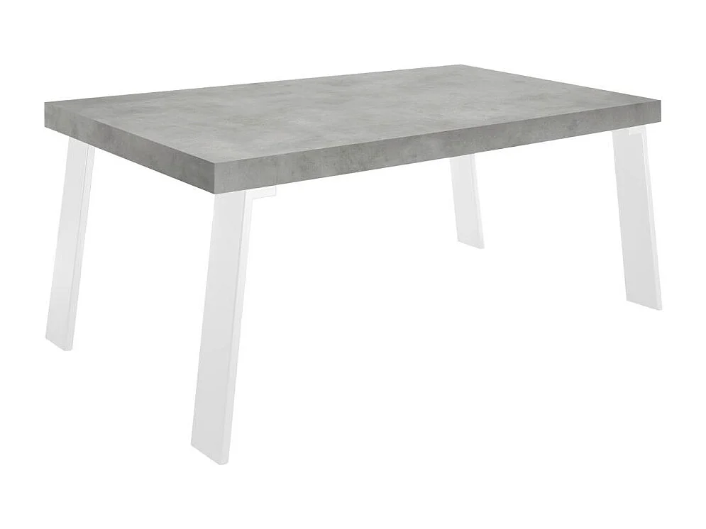 Table de salle à manger SPRING – L168 x H88 x l78 cm – Effet béton et métal blanc