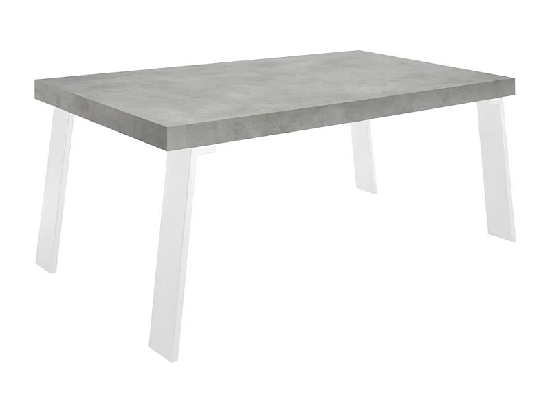 Table de salle à manger SPRING – L168 x H88 x l78 cm – Effet béton et métal blanc
