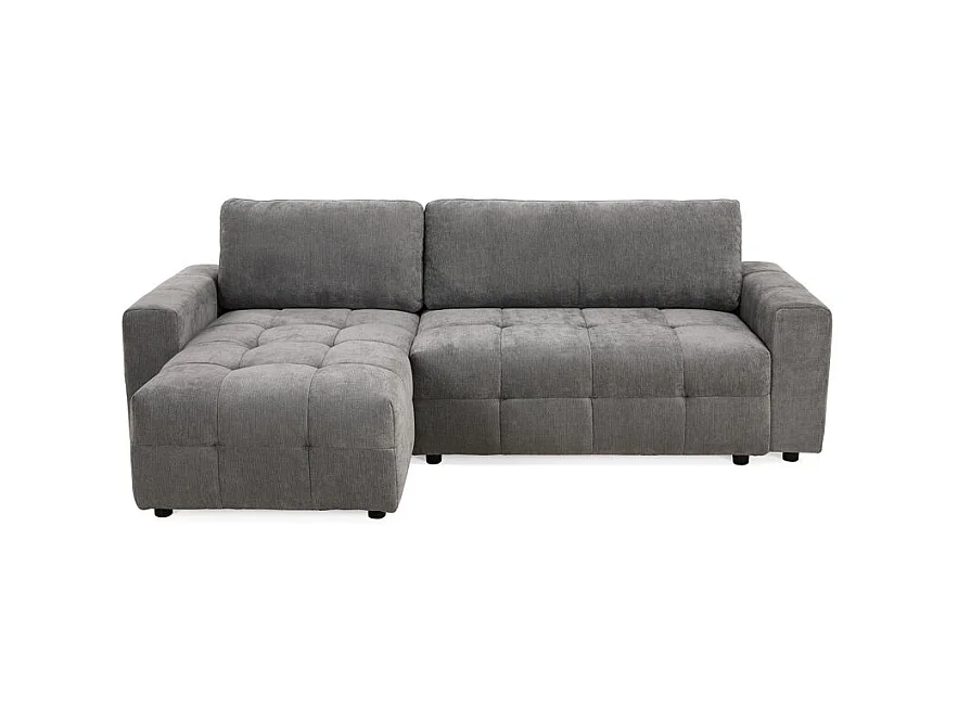 Canapé d'angle réversible 3 places convertible tissu gris – JOANE