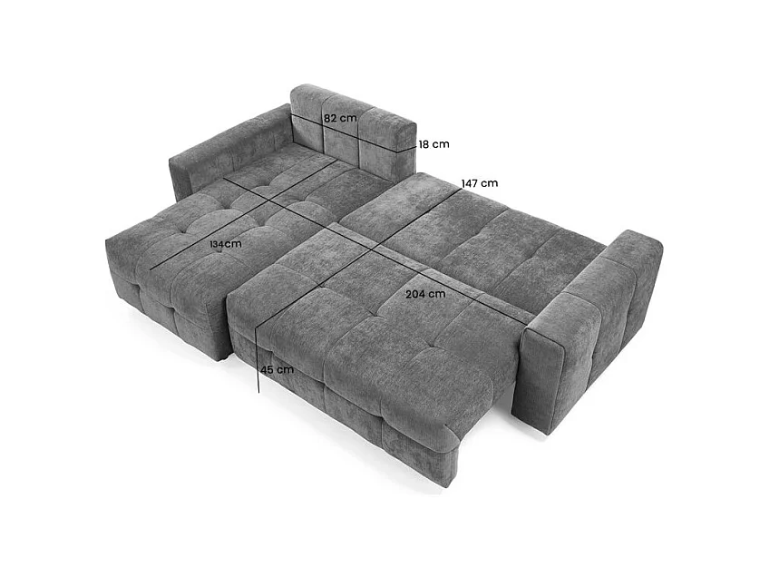 Canapé d'angle réversible 3 places convertible tissu gris – JOANE