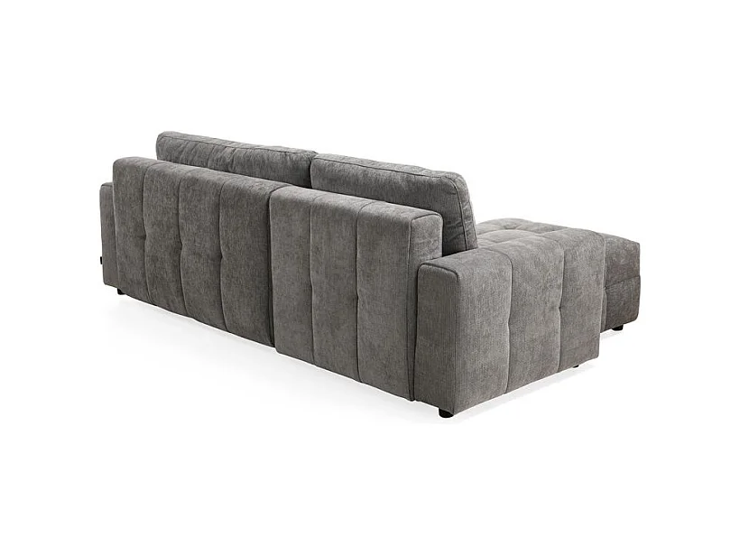 Canapé d'angle réversible 3 places convertible tissu gris – JOANE