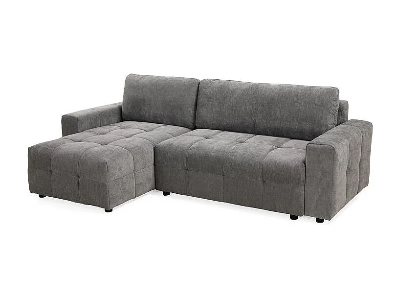 Canapé d'angle réversible 3 places convertible tissu gris – JOANE