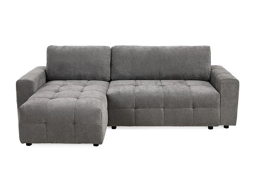 Canapé d'angle réversible 3 places convertible tissu gris – JOANE