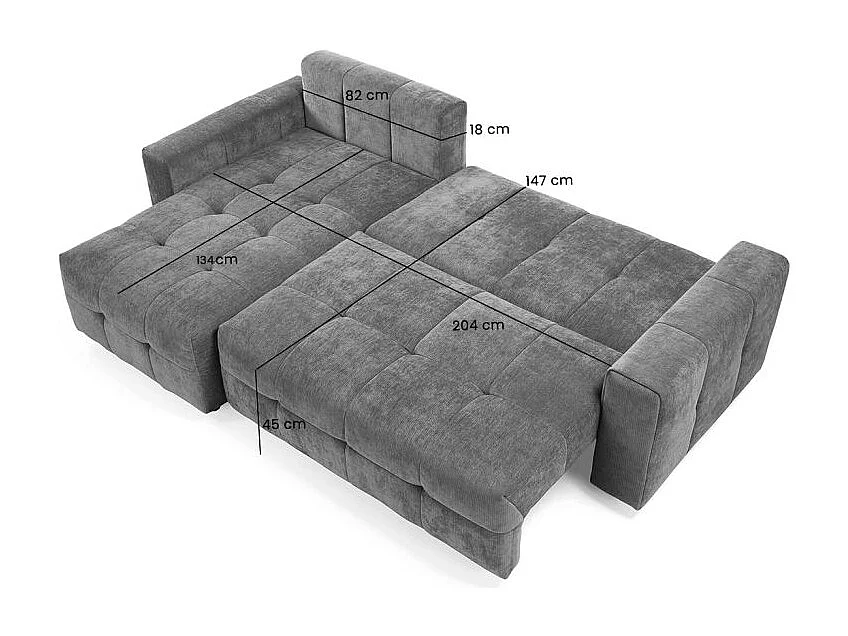 Canapé d'angle réversible 3 places convertible tissu gris – JOANE