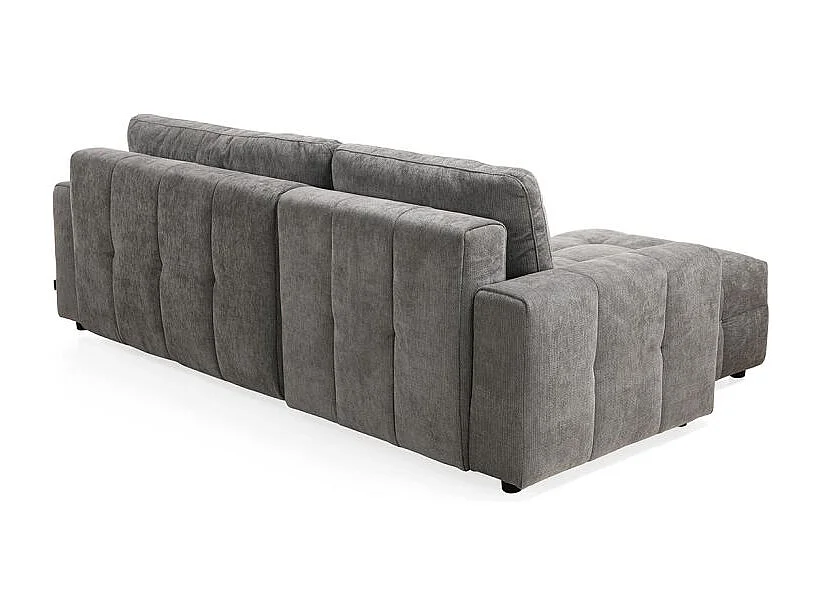 Canapé d'angle réversible 3 places convertible tissu gris – JOANE