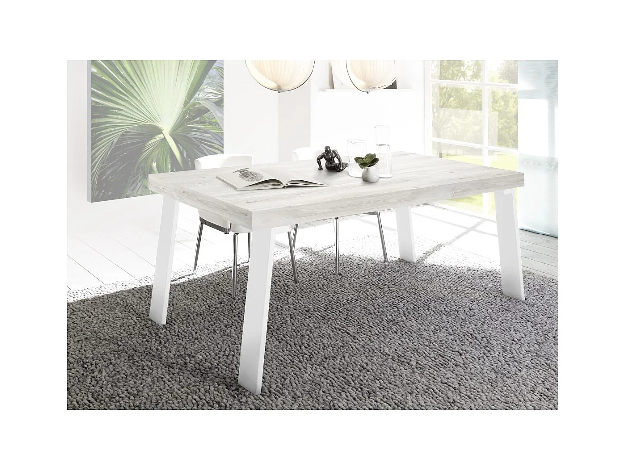 Table de salle à manger SPRING – L168 x H88 x l78 cm – Chêne pino et métal blanc