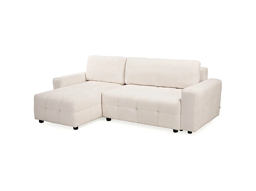 Canapé d'angle réversible 3 places convertible tissu beige – JOANE