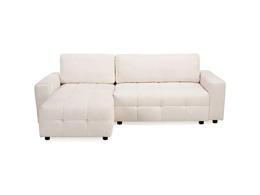 Canapé d'angle réversible 3 places convertible tissu beige – JOANE