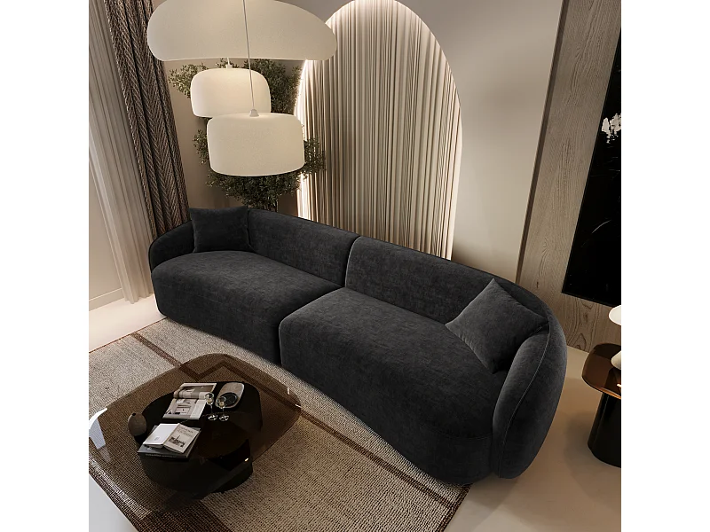 Canapé 4 places tissu tramé touché doux noir CELINE