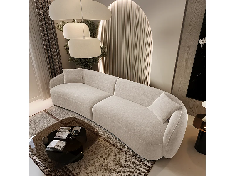 Canapé 4 places tissu tramé touché doux crème CELINE