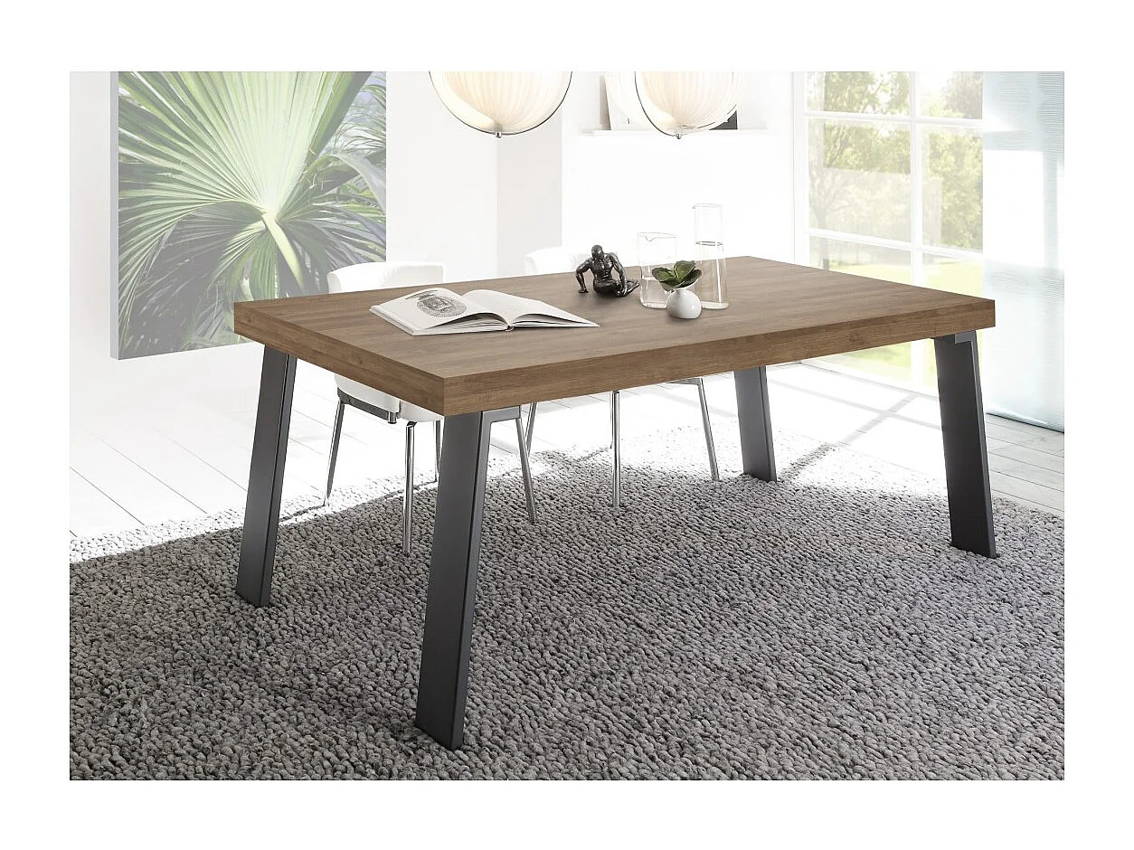 Table de salle à manger SPRING – L168 x H88 x l78 cm – Chêne et gris anthracite