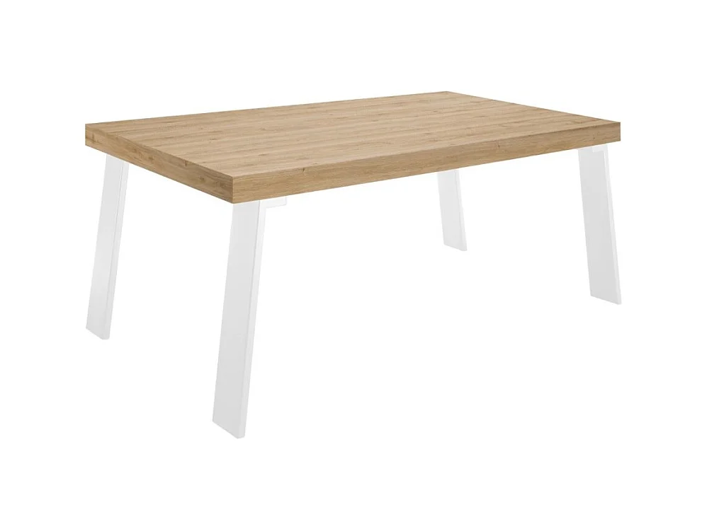 Table de salle à manger SPRING – L168 x H88 x l78 cm – Chêne clair et métal blanc