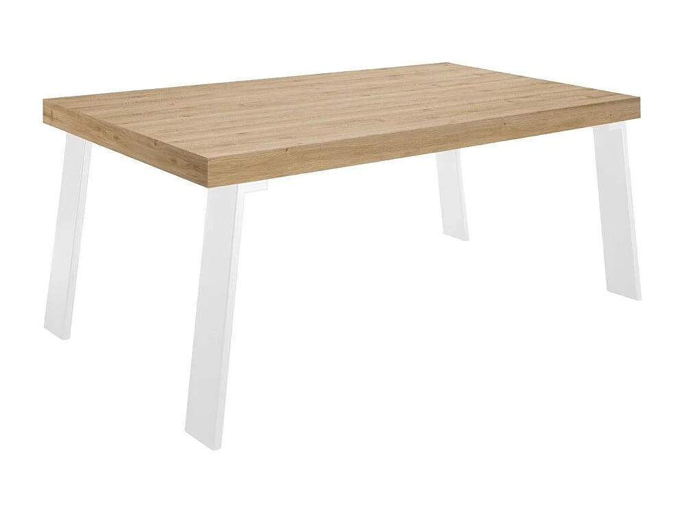 Table de salle à manger SPRING – L168 x H88 x l78 cm – Chêne clair et métal blanc