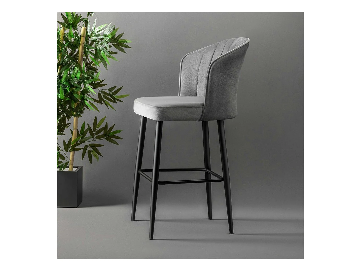 Tabouret de bar en velours gris 65 cm (lot de 2) ROSARIO