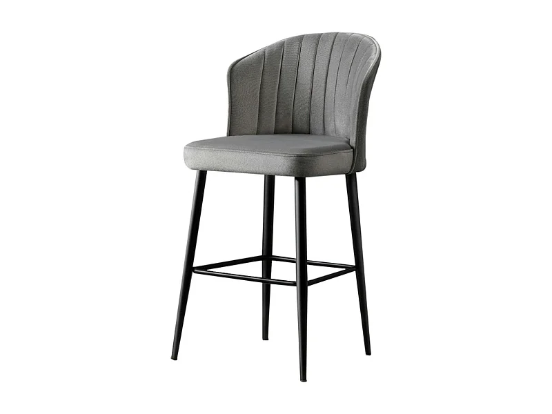 Tabouret de bar en velours gris 65 cm (lot de 2) ROSARIO
