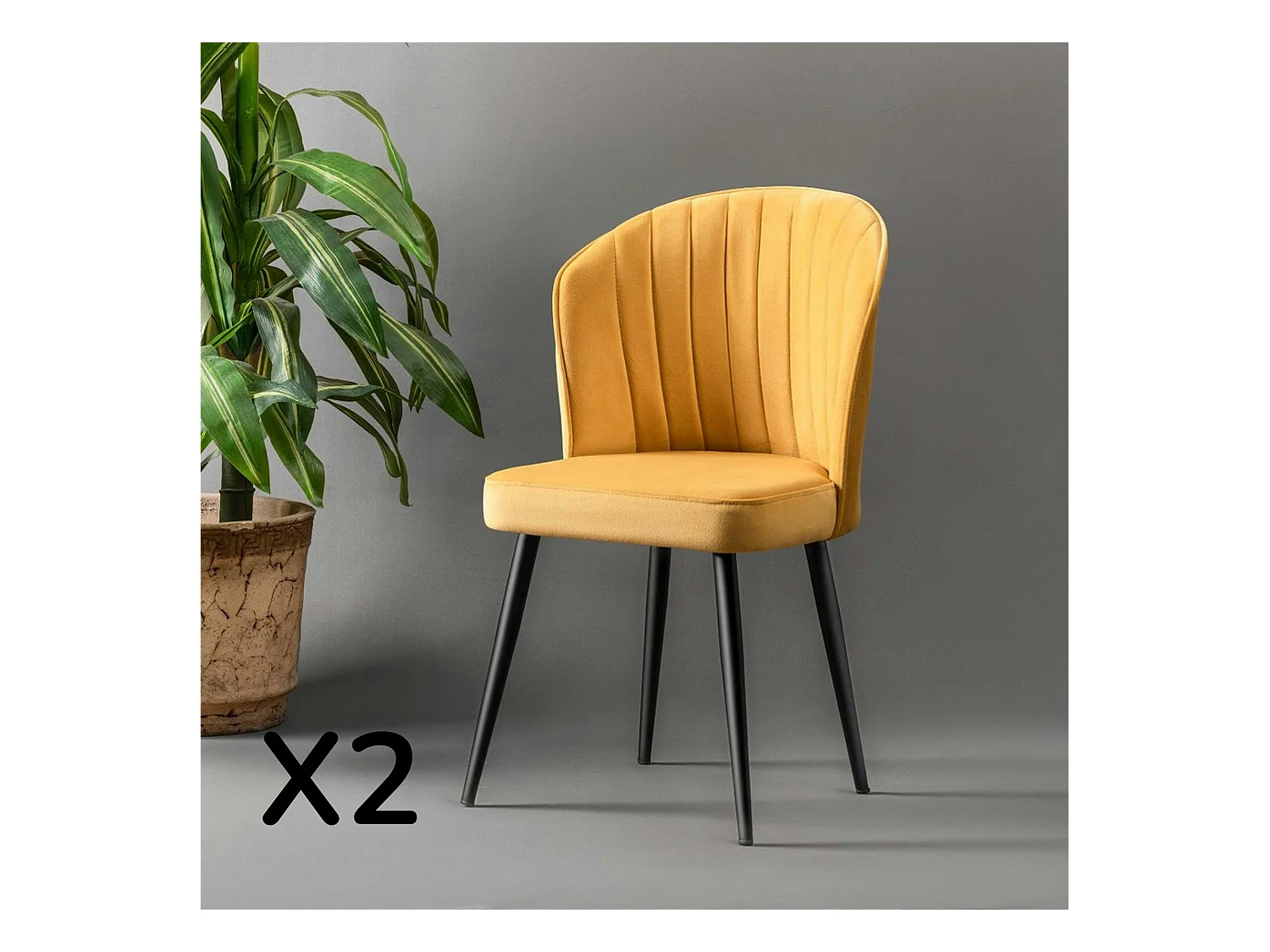 Chaise en velours jaune - dossier enveloppant ROSARIO t de 2)