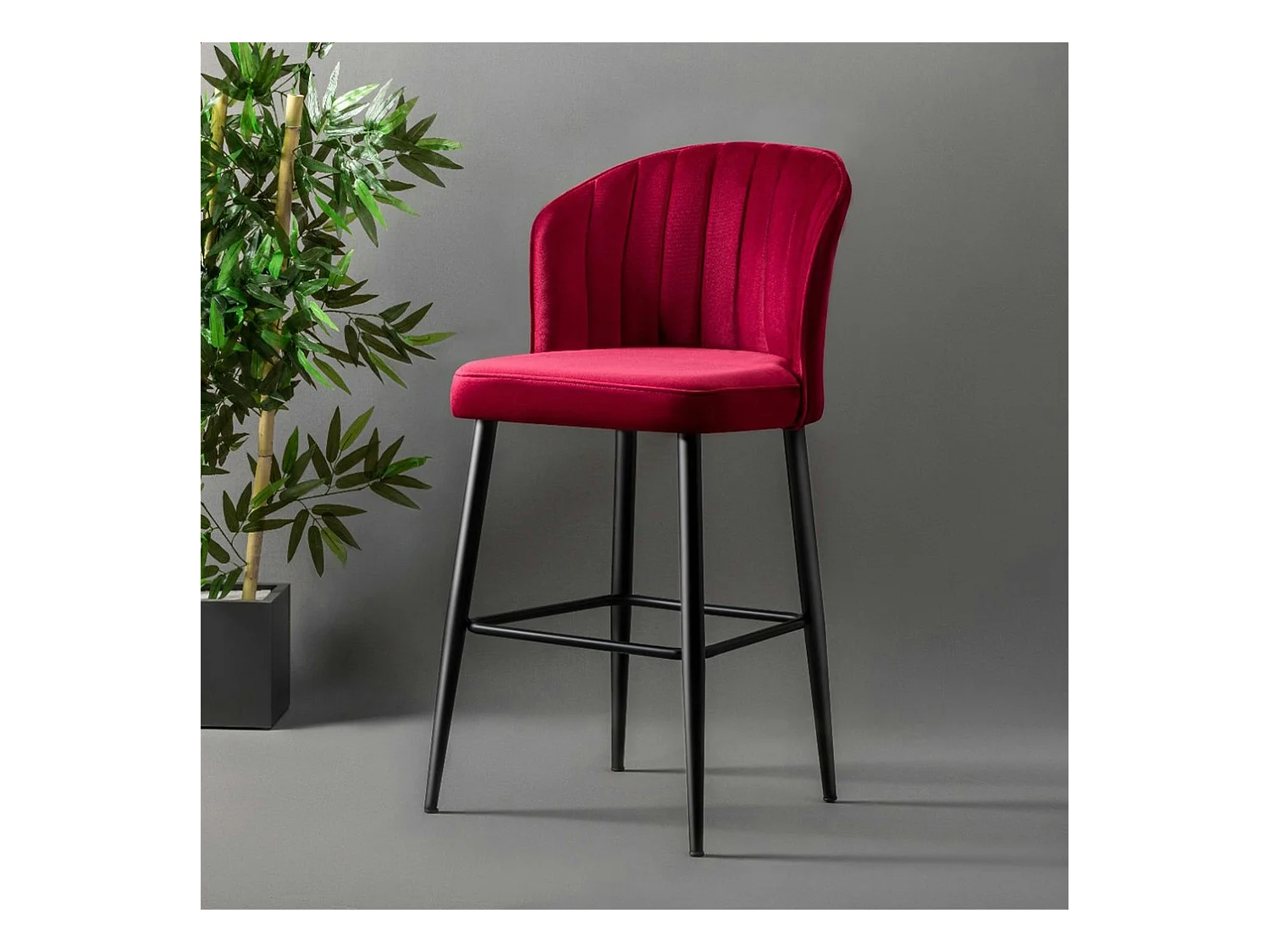 Tabouret de bar en velours rouge 65 cm (lot de 2) ROSARIO