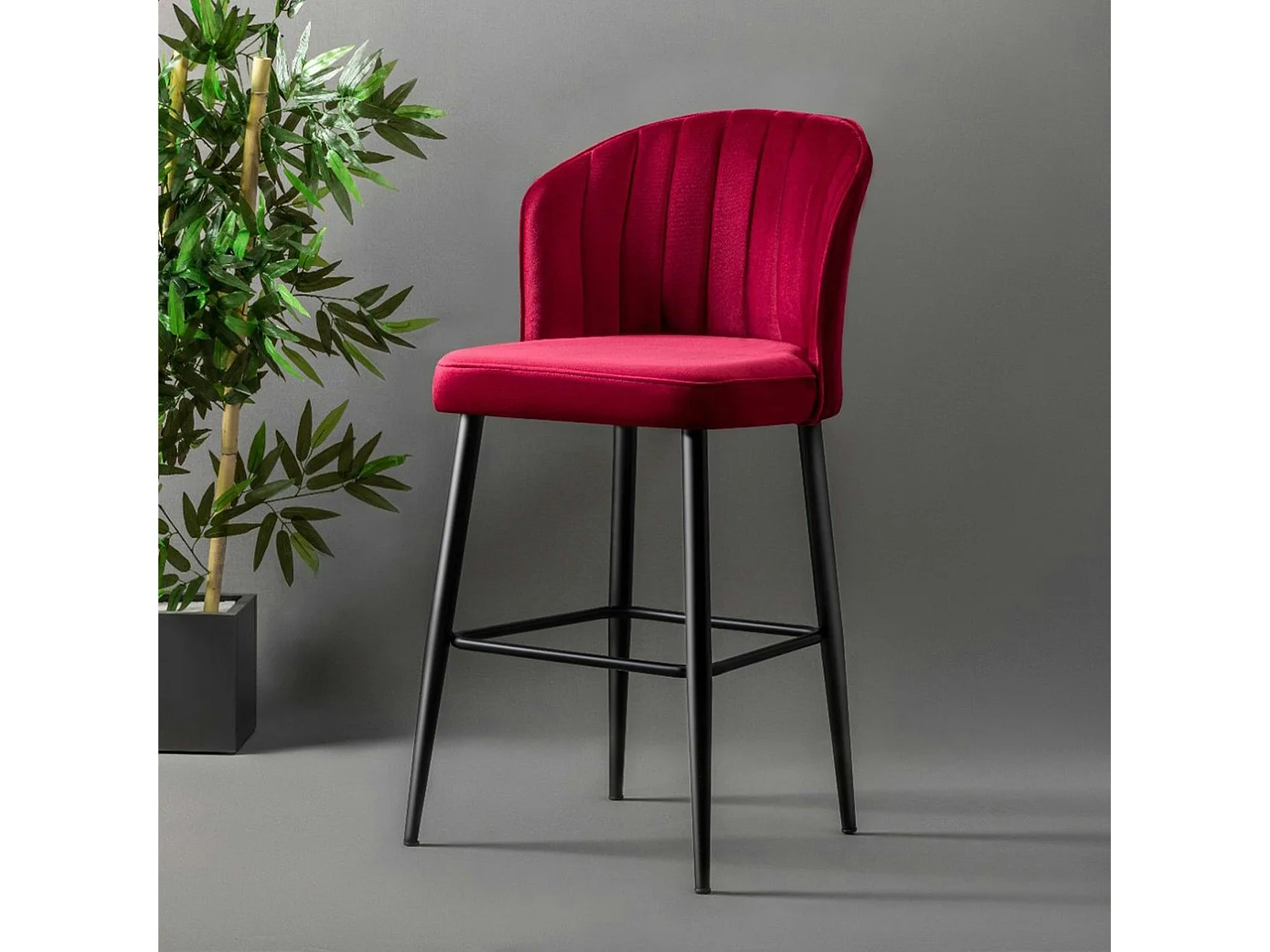 Tabouret de bar en velours rouge 65 cm (lot de 2) ROSARIO