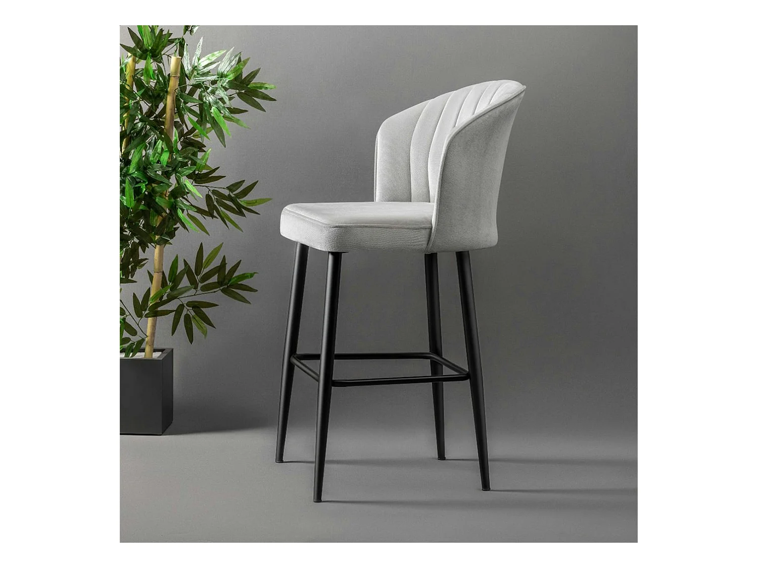 Tabouret de bar en velours écru 65 cm (lot de 2) ROSARIO