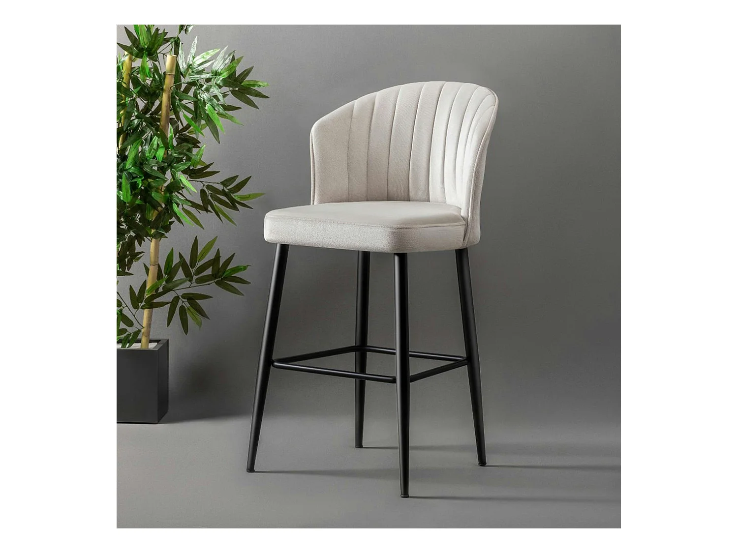 Tabouret de bar en velours écru 65 cm (lot de 2) ROSARIO