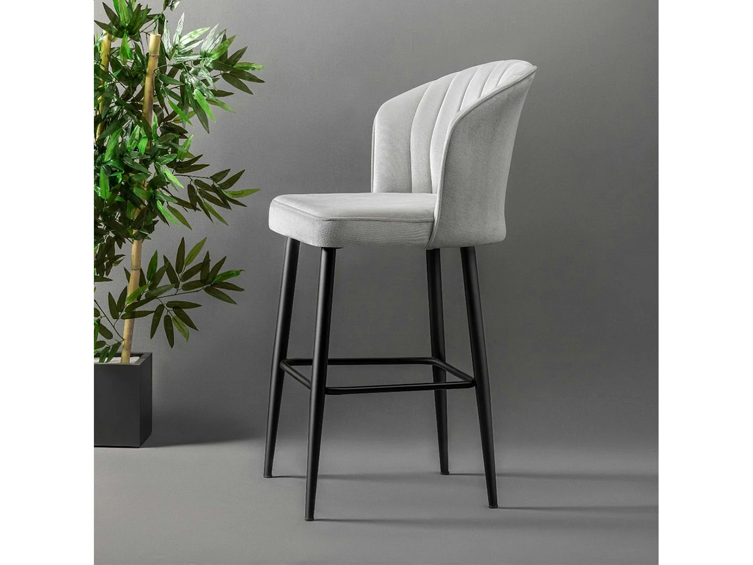 Tabouret de bar en velours écru 65 cm (lot de 2) ROSARIO