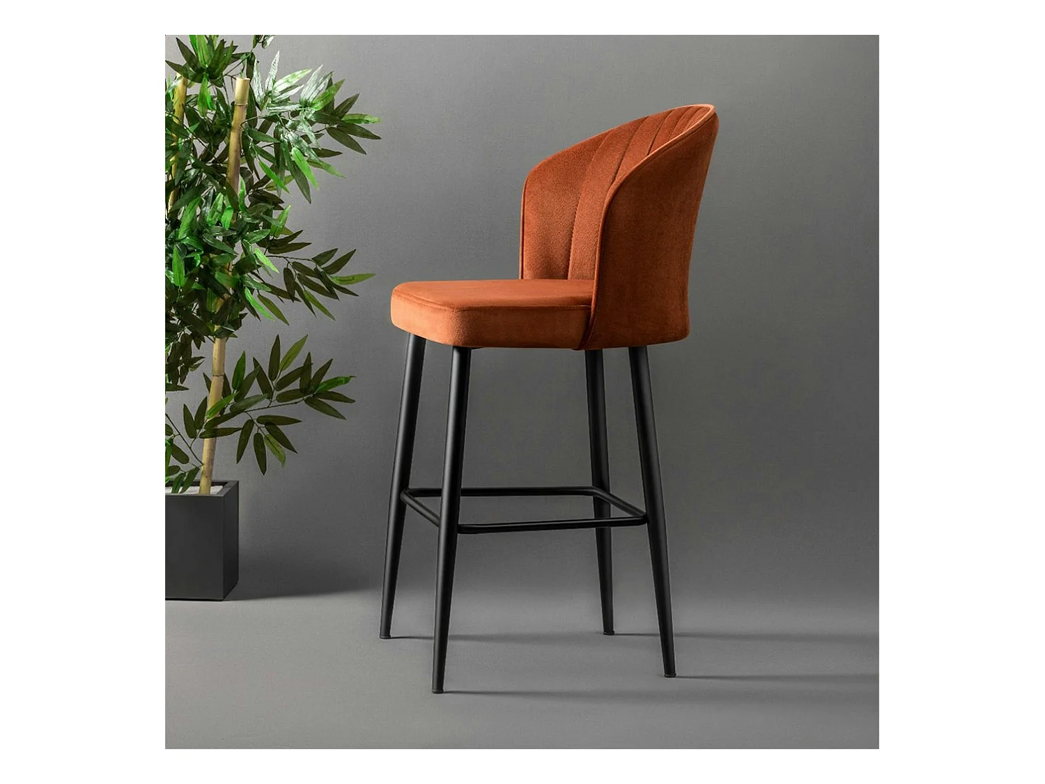 Tabouret de bar en velours rouille 65 cm (lot de 2) ROSARIO