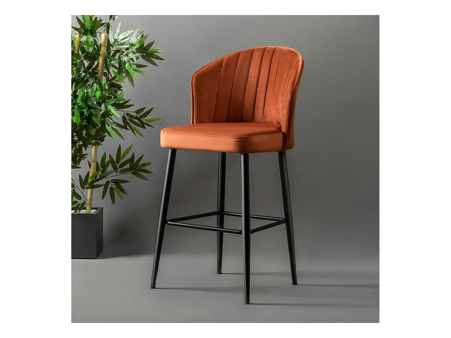 Tabouret de bar en velours rouille 65 cm (lot de 2) ROSARIO