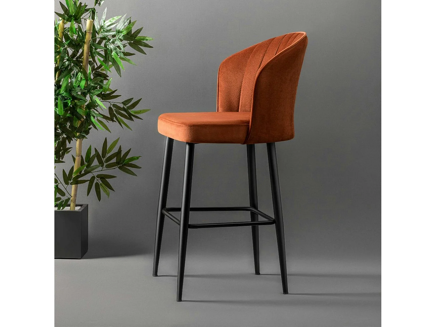 Tabouret de bar en velours rouille 65 cm (lot de 2) ROSARIO