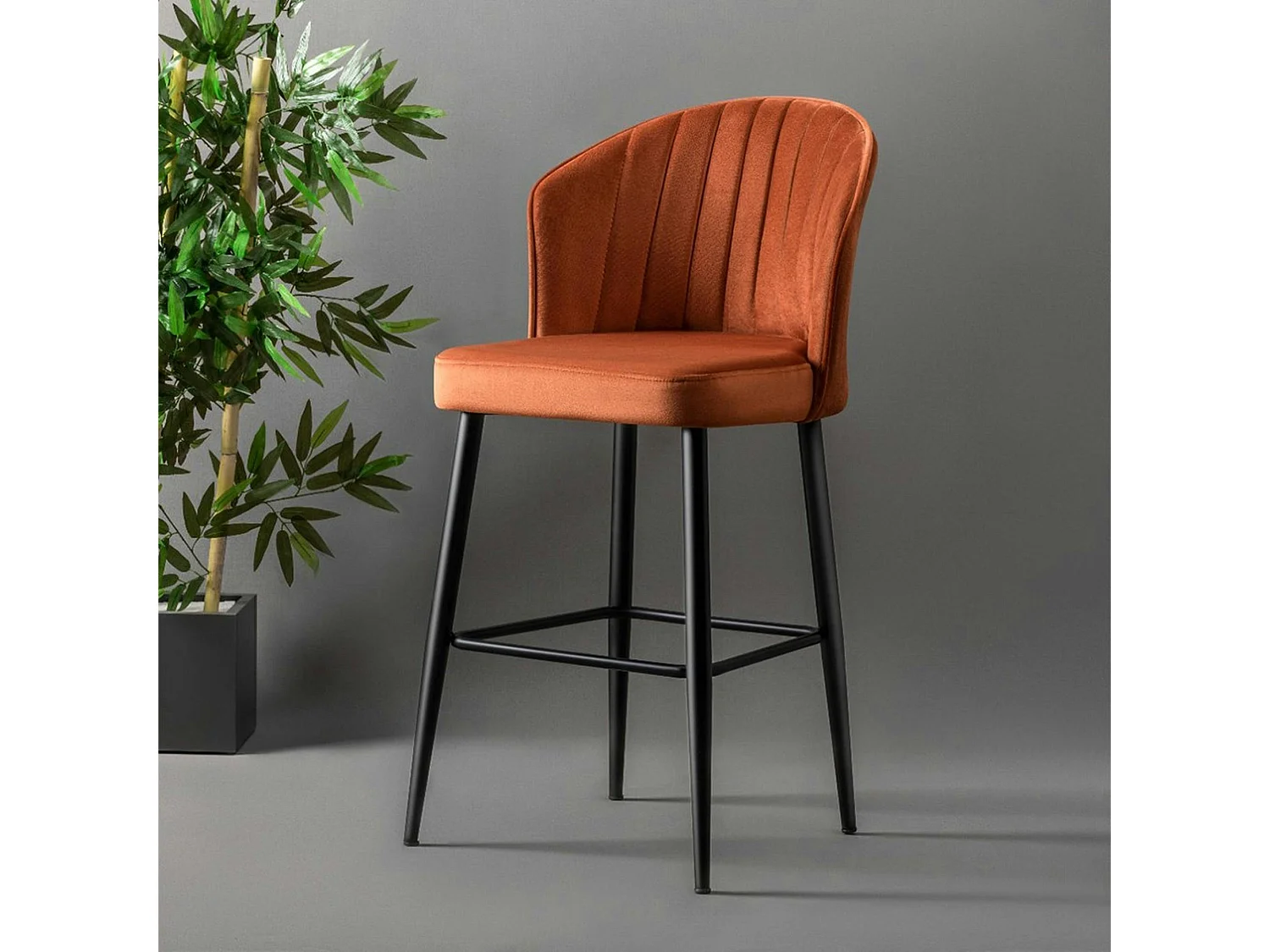 Tabouret de bar en velours rouille 65 cm (lot de 2) ROSARIO