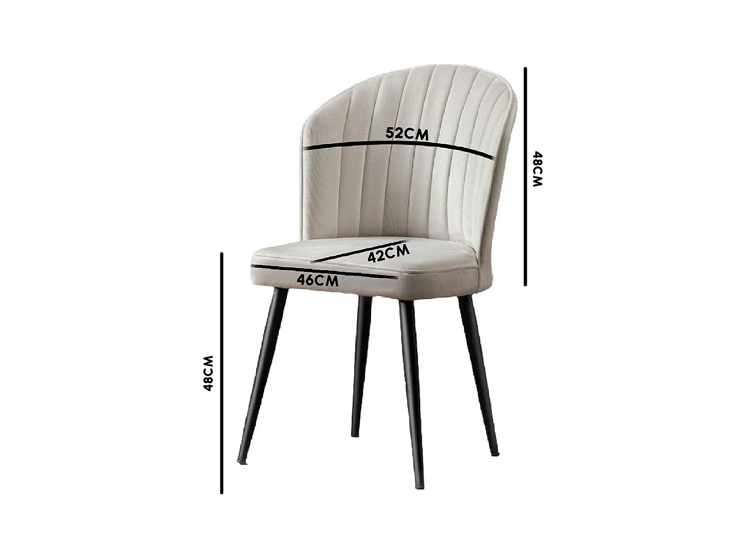 Chaise en velours noir - dossier enveloppant ROSARIO (Lot de 2)