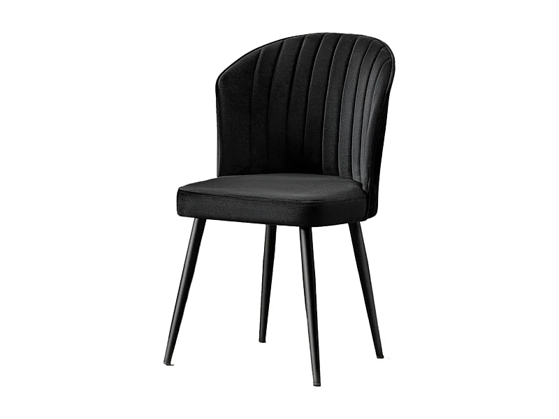 Chaise en velours noir - dossier enveloppant ROSARIO (Lot de 2)