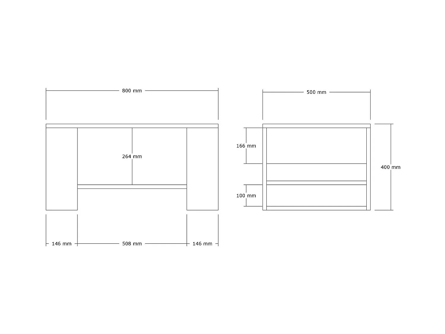 Table basse double plateau effet travertin, porte-revues JENA