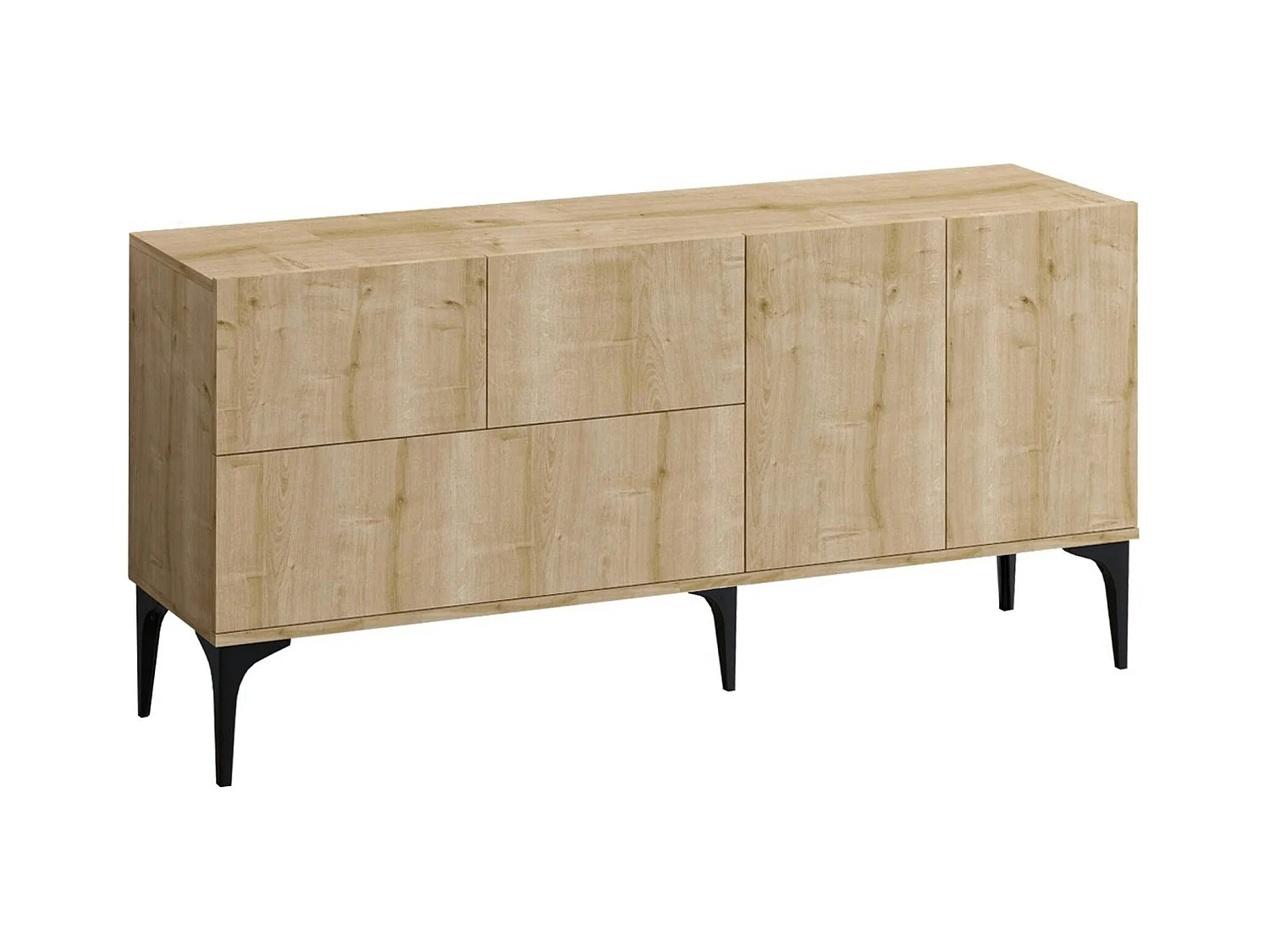 Buffet de salle à manger effet bois clair 5 portes JENA