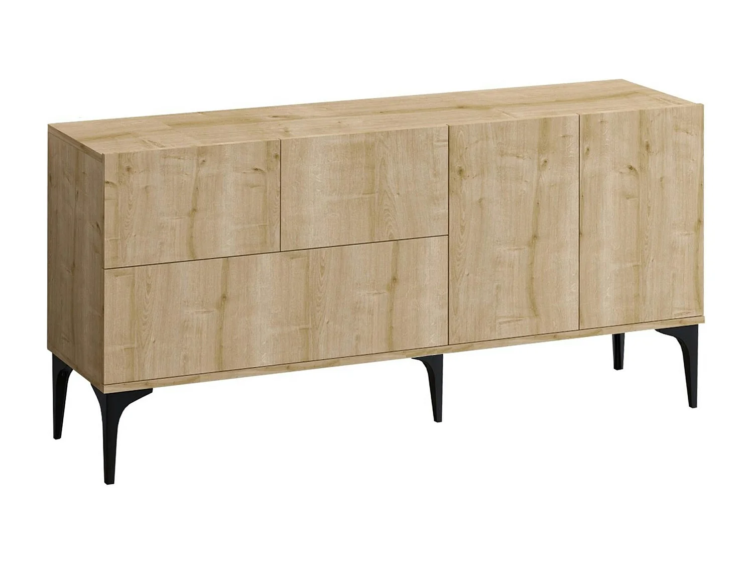 Buffet de salle à manger effet bois clair 5 portes JENA