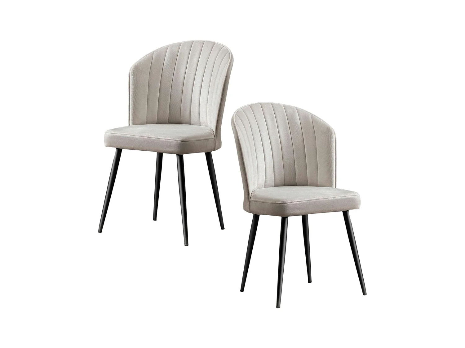 Chaise en velours écru - dossier enveloppant ROSARIO (Lot de 2)