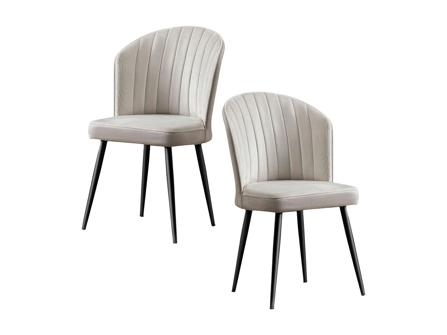 Chaise en velours écru - dossier enveloppant ROSARIO (Lot de 2)