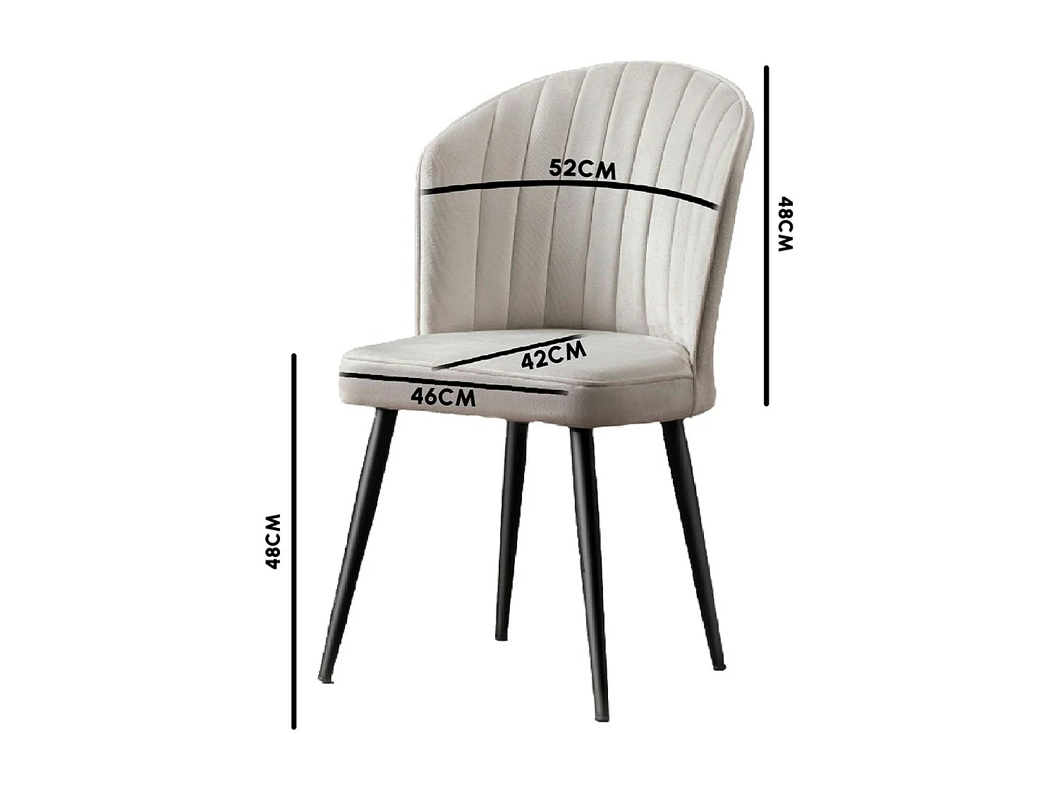 Chaise en velours écru - dossier enveloppant ROSARIO (Lot de 2)