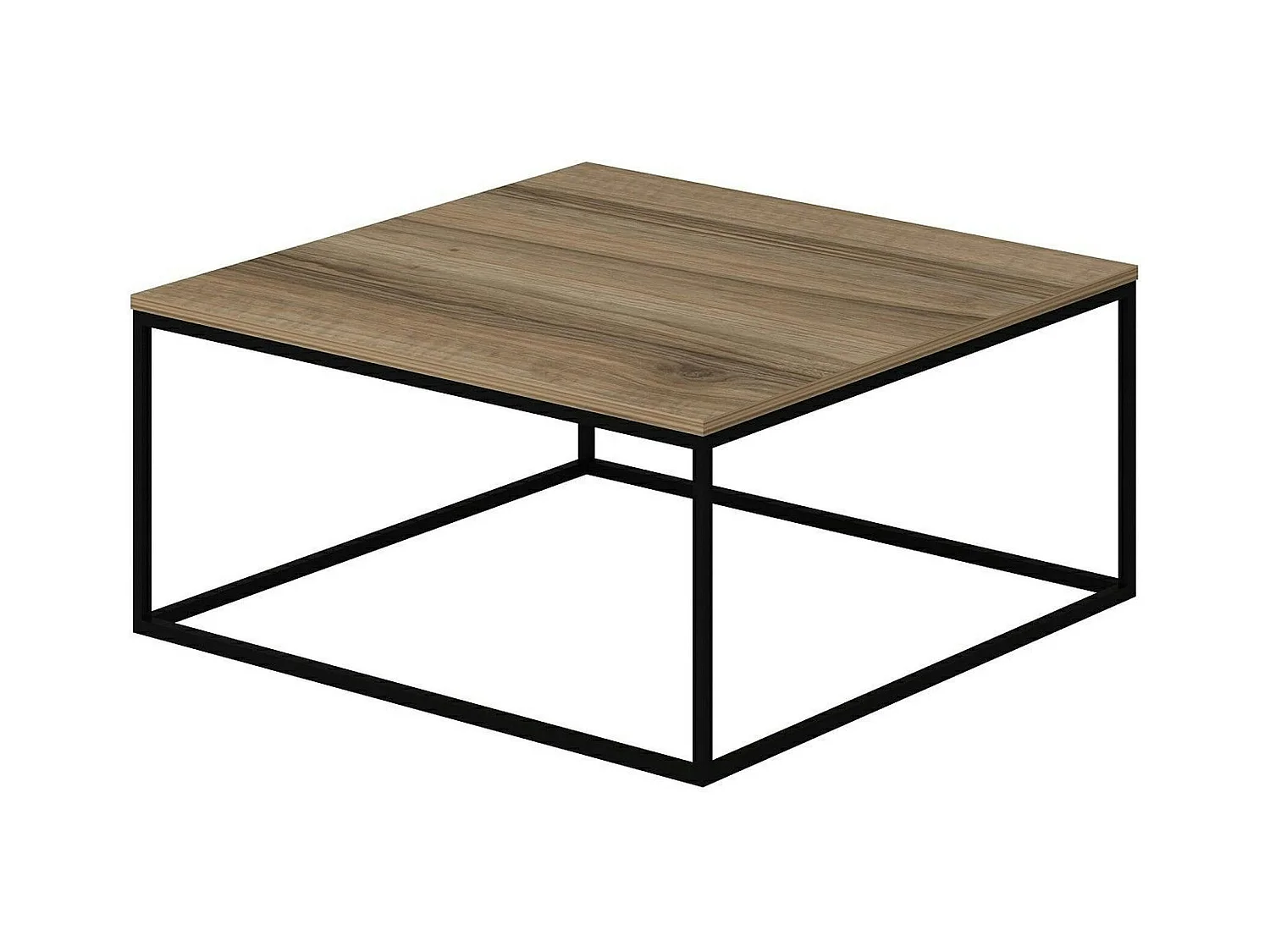 Table basse carrée style minimaliste effet noyer JENA