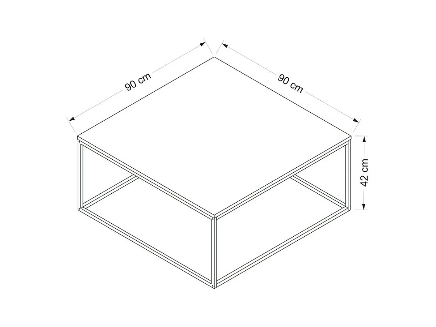 Table basse carrée style minimaliste effet noyer JENA