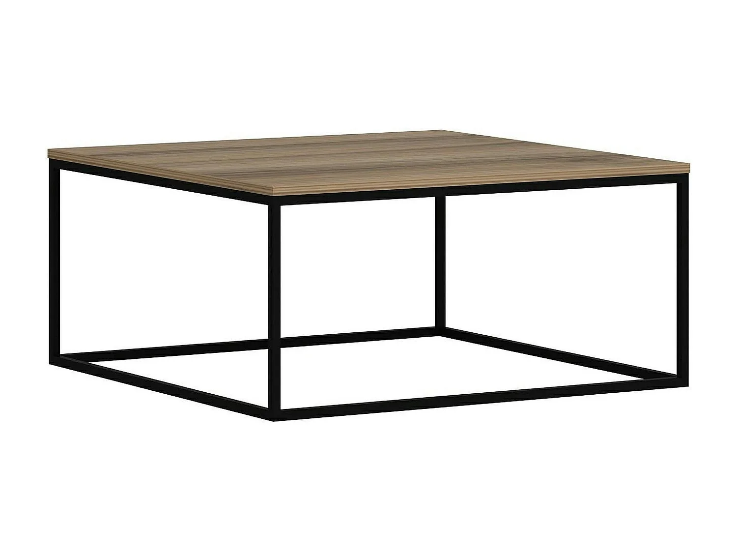 Table basse carrée style minimaliste effet noyer JENA