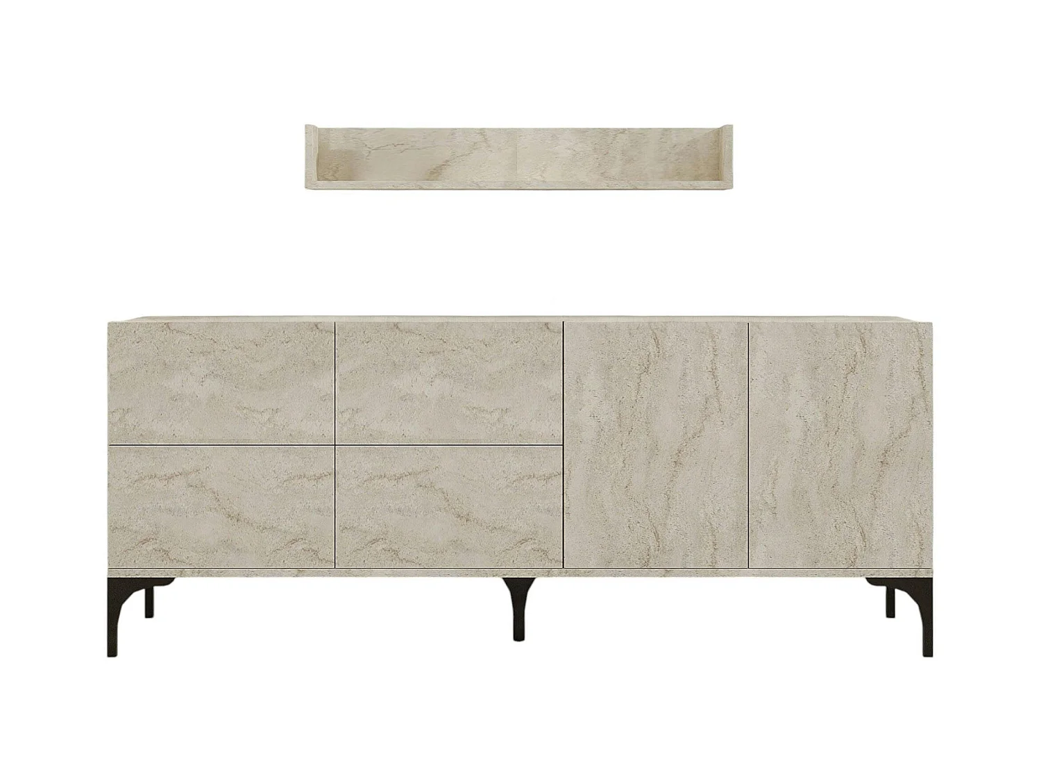 Buffet salle à manger moderne effet travertin 6 portes JENA