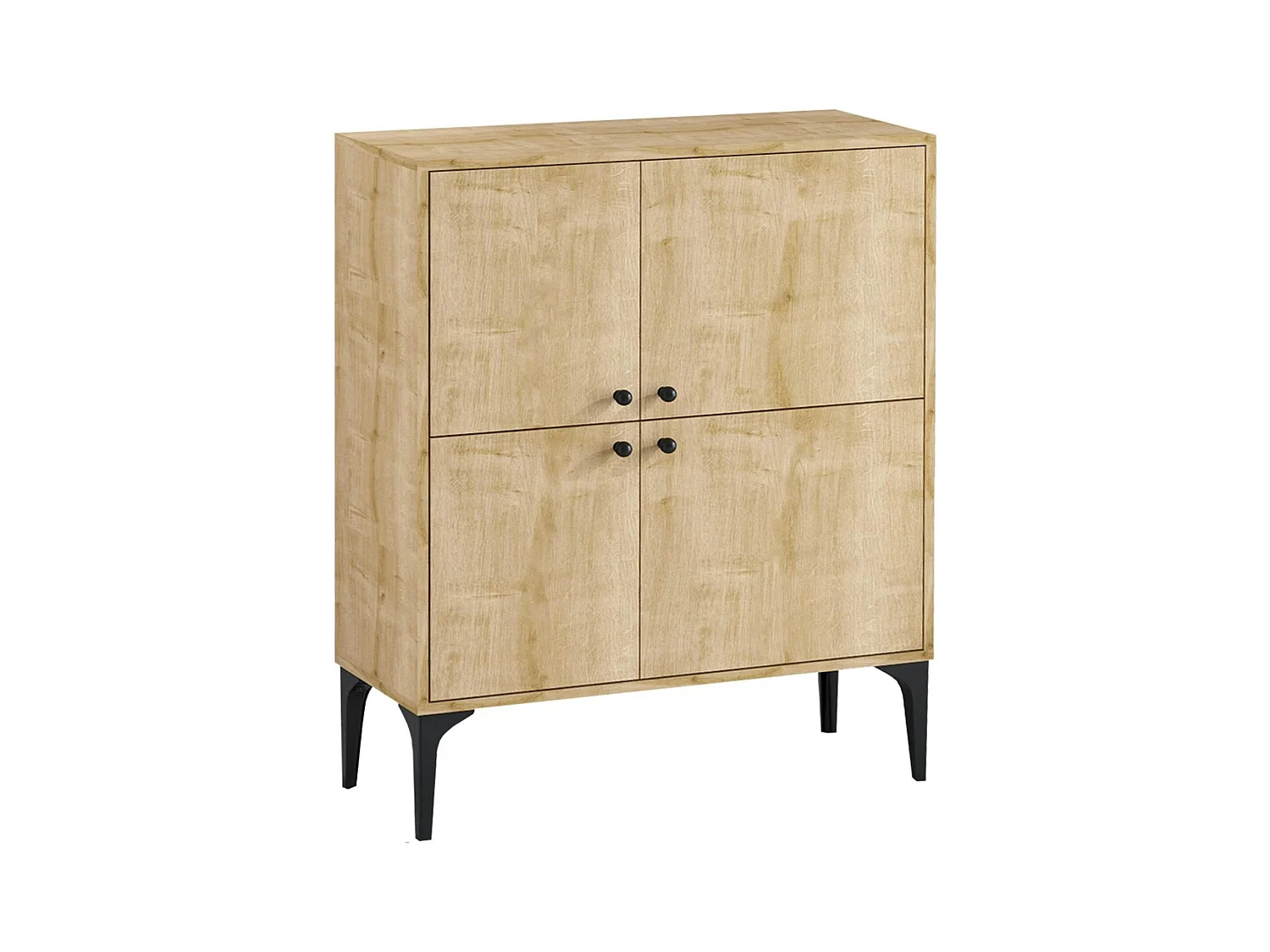 Buffet haut moderne effet bois clair - 4 portes JENA