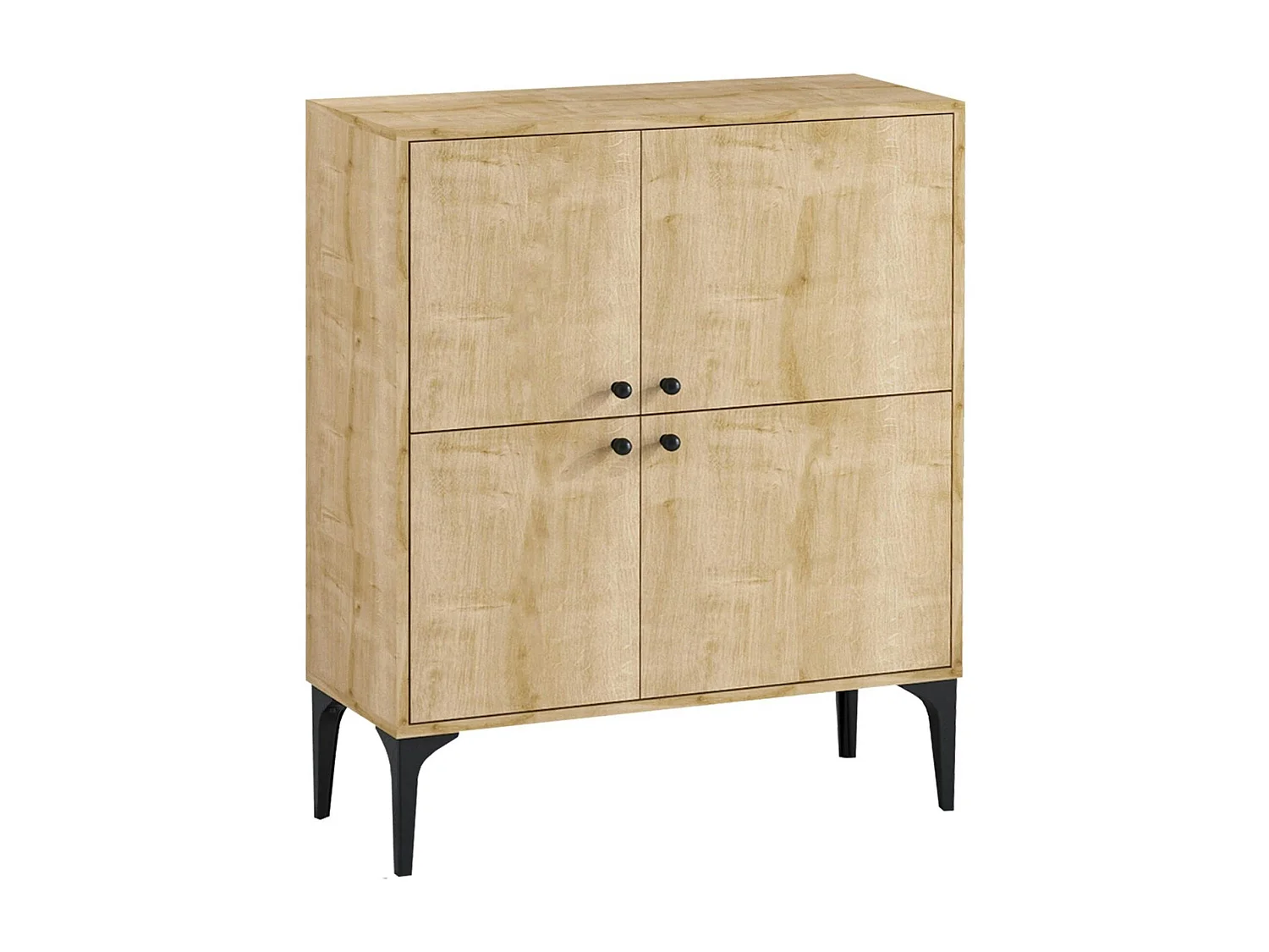 Buffet haut moderne effet bois clair - 4 portes JENA